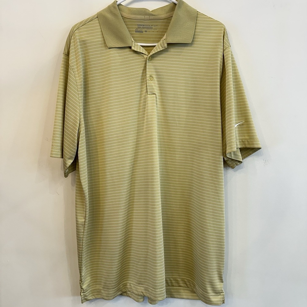 Nike Golf Tour Performance Dri-Fit Polo Shirt Mens XL Yellow Striped